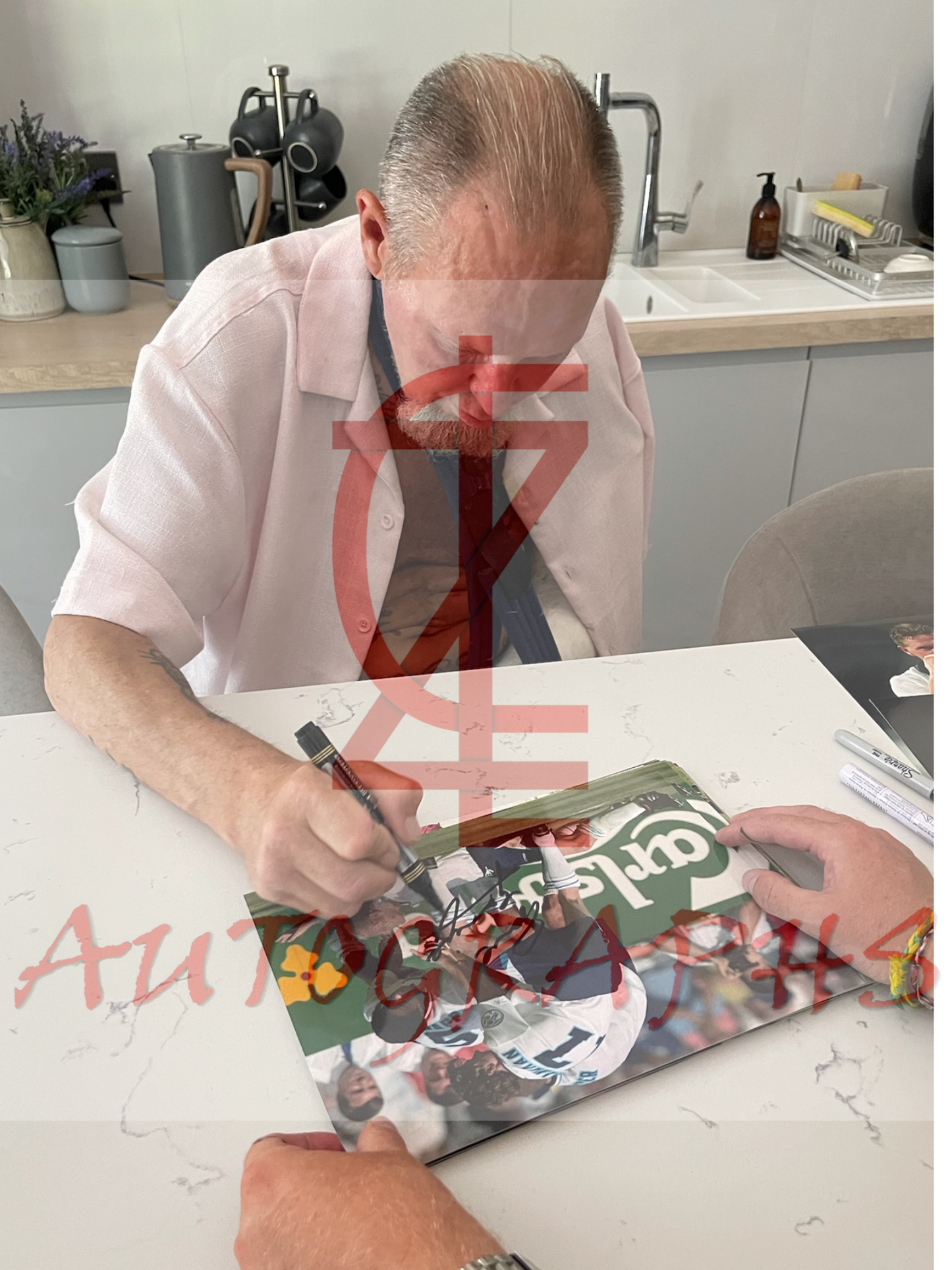 Paul Gazza Gascoigne Signed  England Dentist Chair Celebration A4 Photo Proof 1