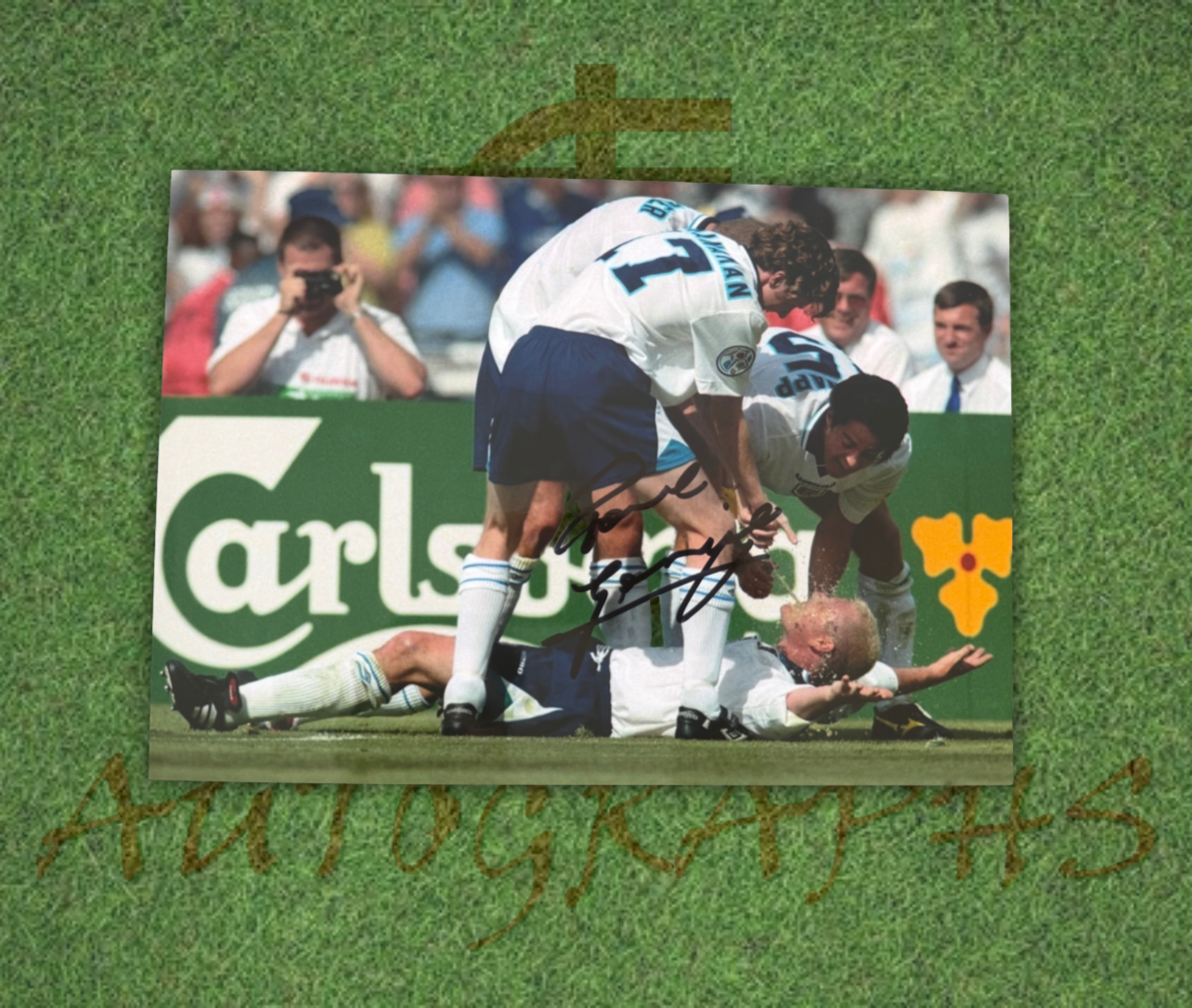 Paul Gazza Gascoigne Signed  England Dentist Chair Splash Celebration A4 Photo 1