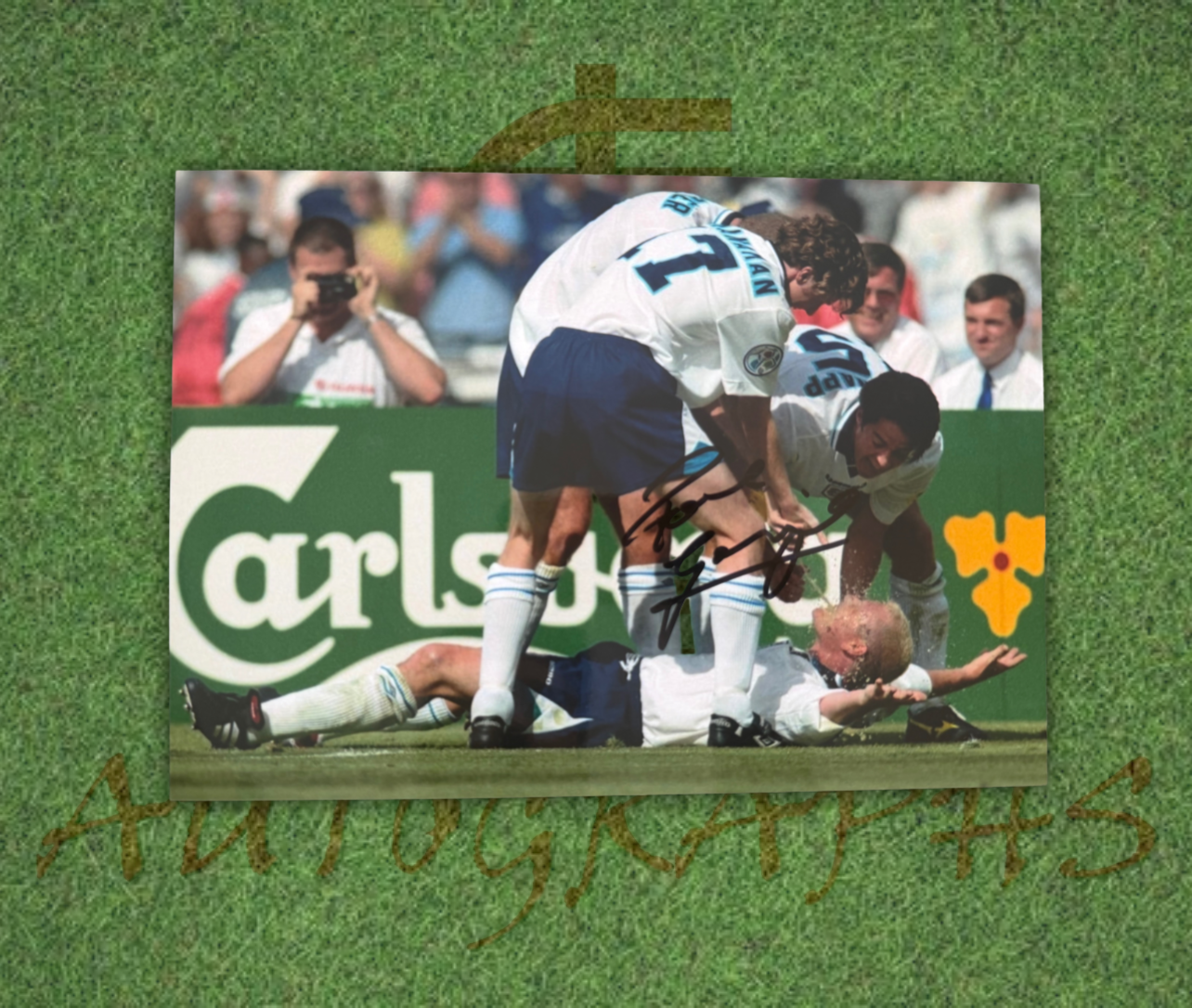 Paul Gazza Gascoigne Signed  England Dentist Chair Splash Celebration A4 Photo 2