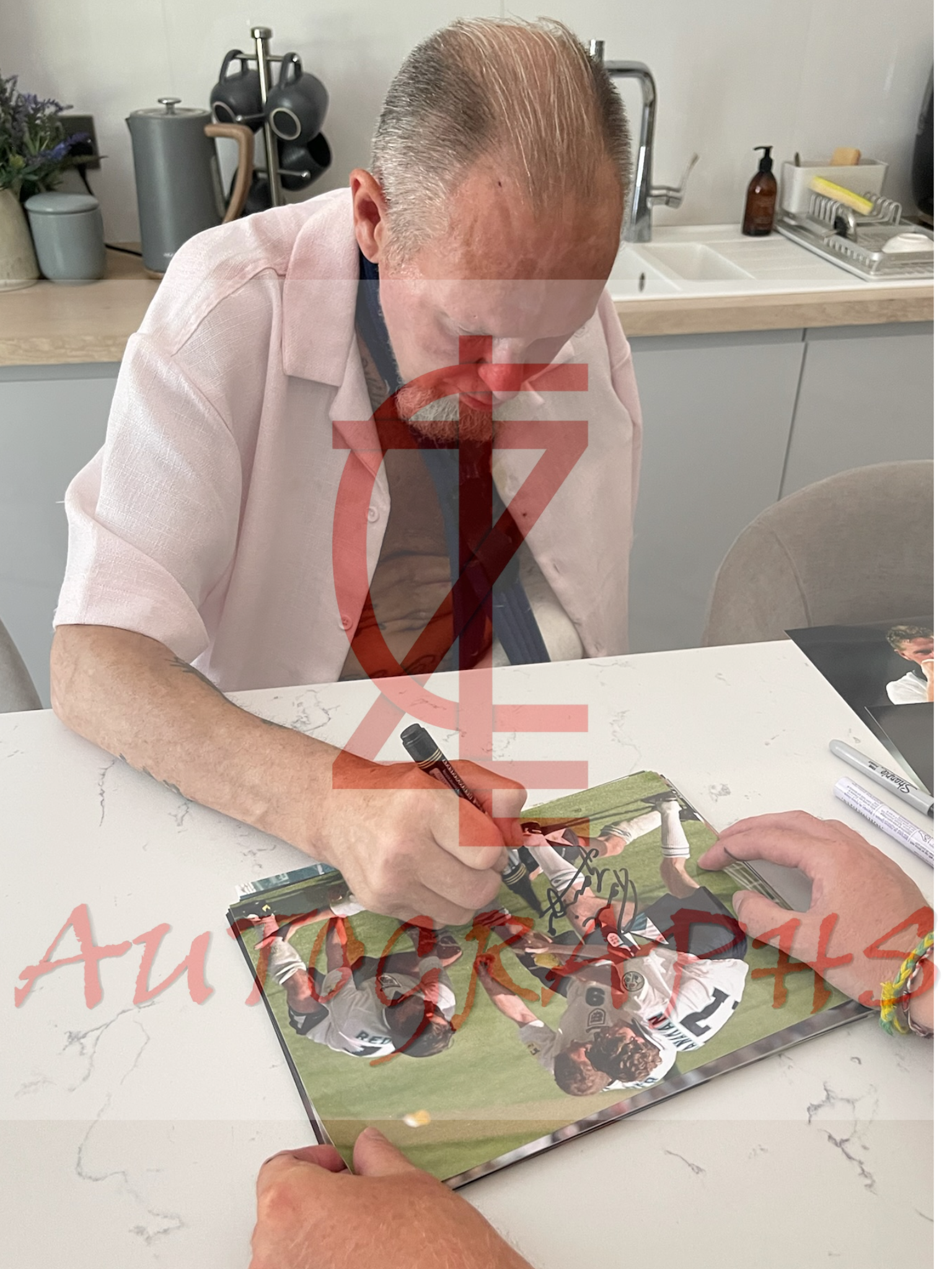 Paul Gazza Gascoigne Signed  England Dentist Chair Splash Celebration A4 Photo Proof 1
