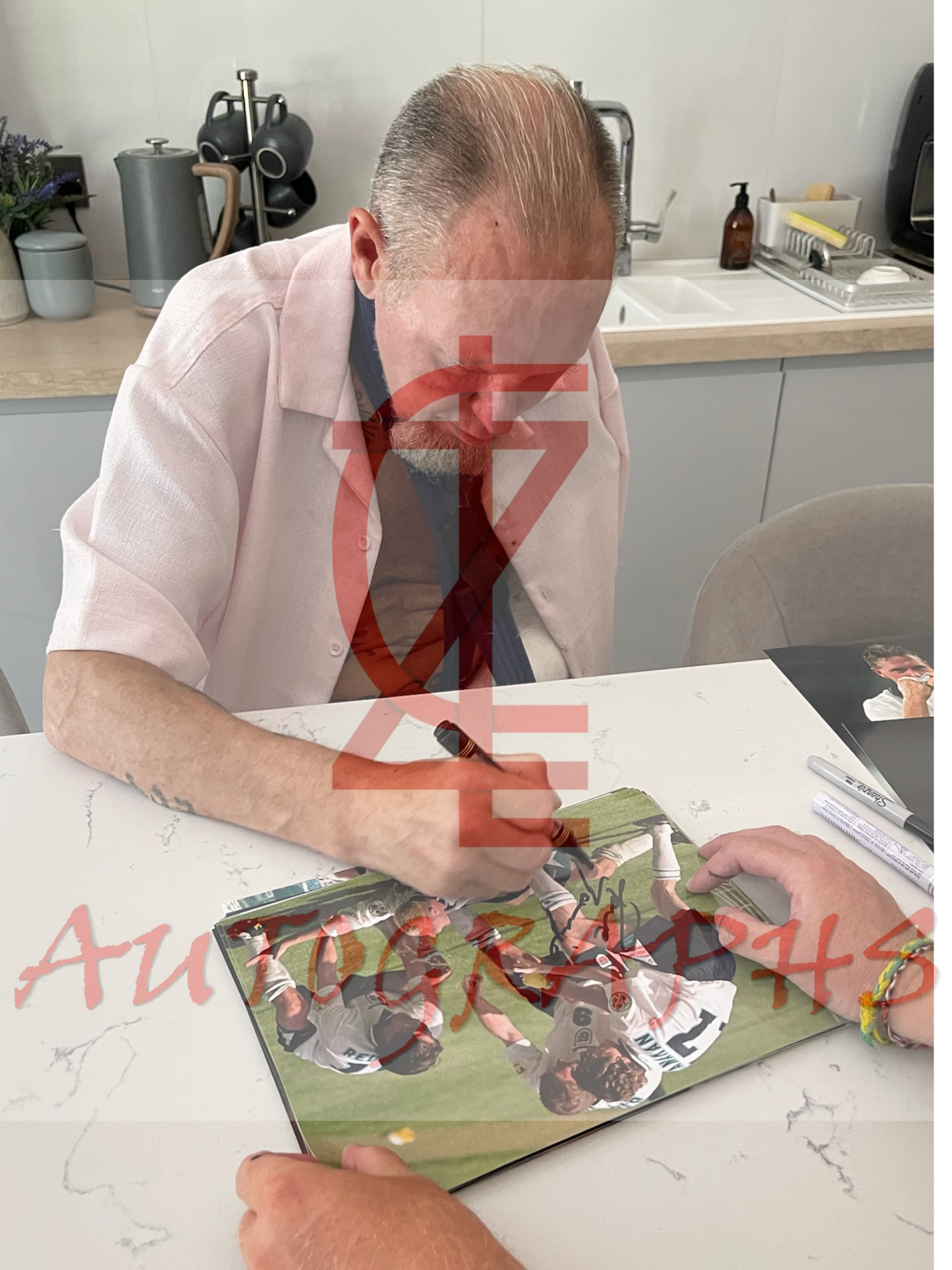 Paul Gazza Gascoigne Signed  England Dentist Chair Splash Celebration A4 Photo Proof 2