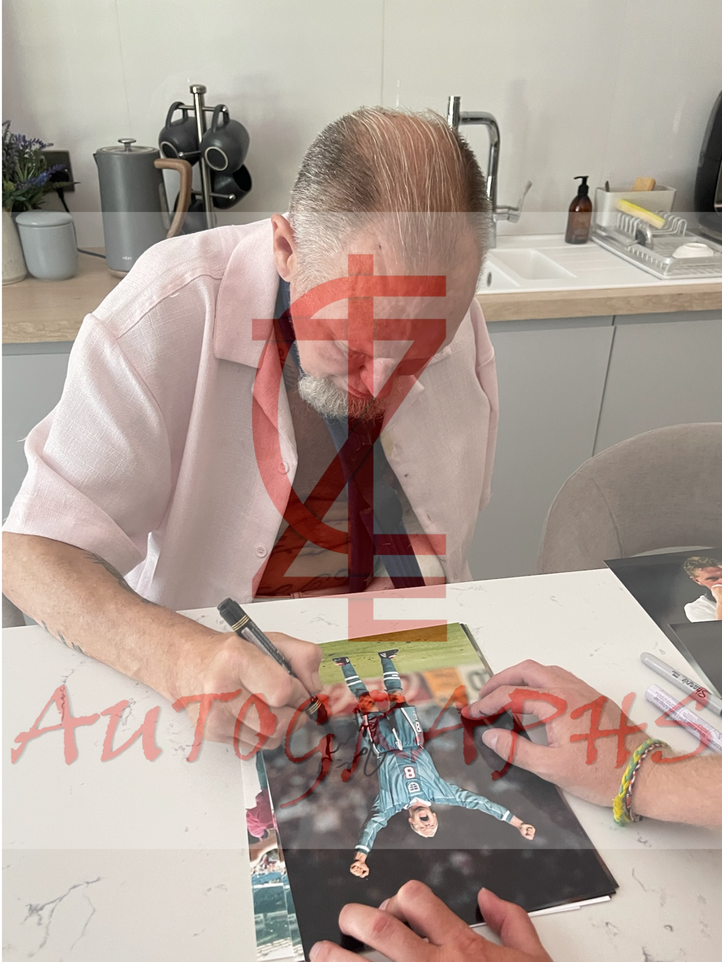 Paul Gazza Gascoigne Signed  England Euro 96 Arms Out Celebration A4 Photo Proof 1