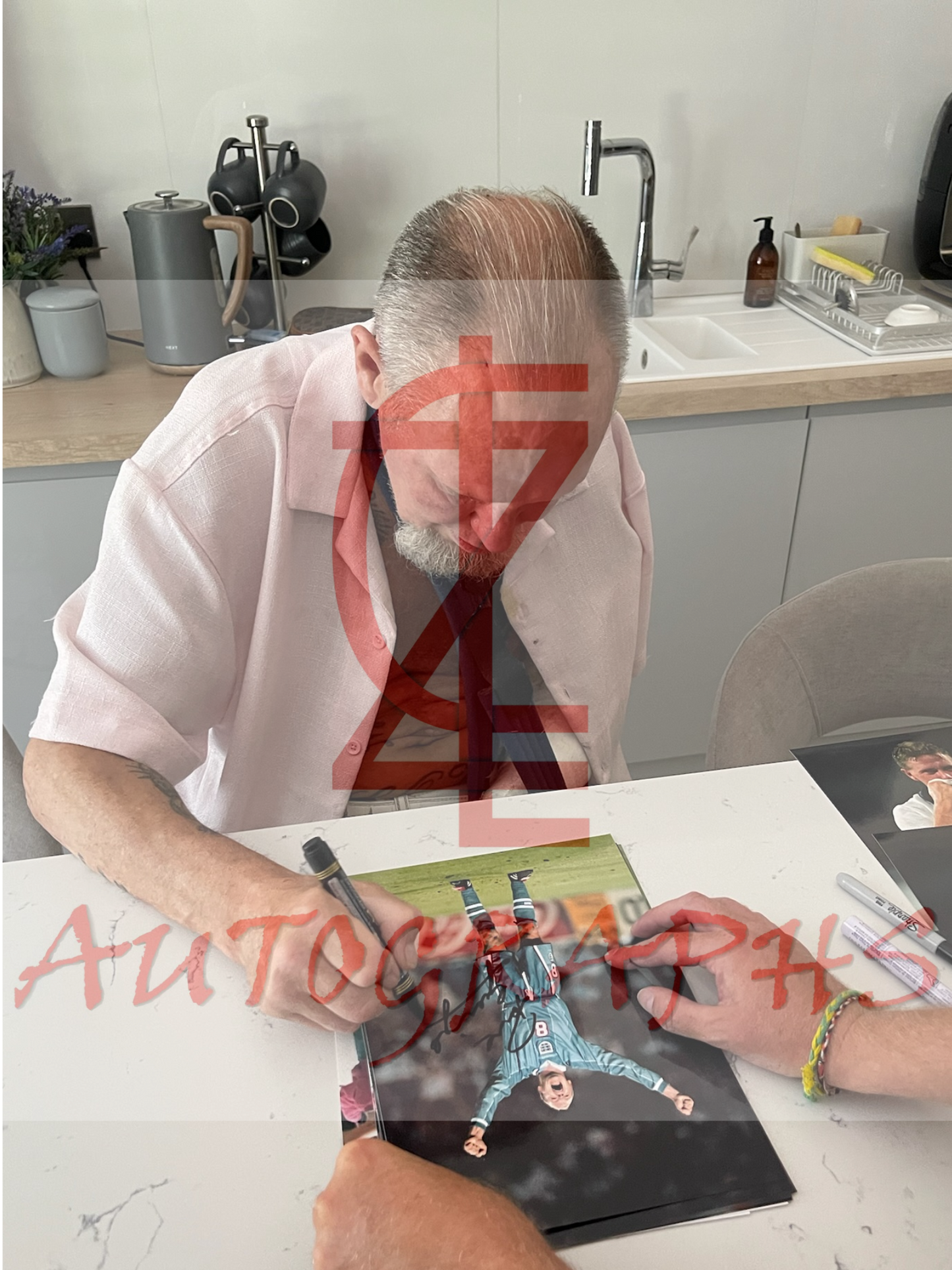 Paul Gazza Gascoigne Signed  England Euro 96 Arms Out Celebration A4 Photo Proof 2
