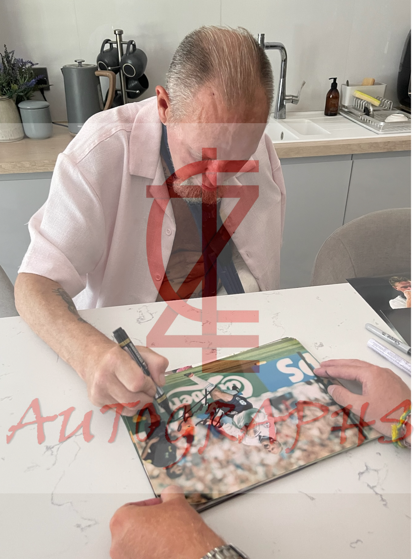 Paul Gazza Gascoigne Signed  England Euro 96 Chest Pump Celebration A4 Photo Proof 2