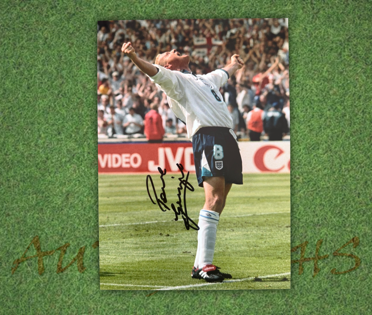 Paul Gazza Gascoigne Signed  England Euro 96 Iconic Celebration A4 Photo 1