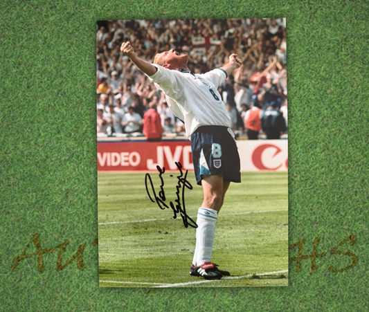 Paul Gazza Gascoigne Signed  England Euro 96 Iconic Celebration A4 Photo 1