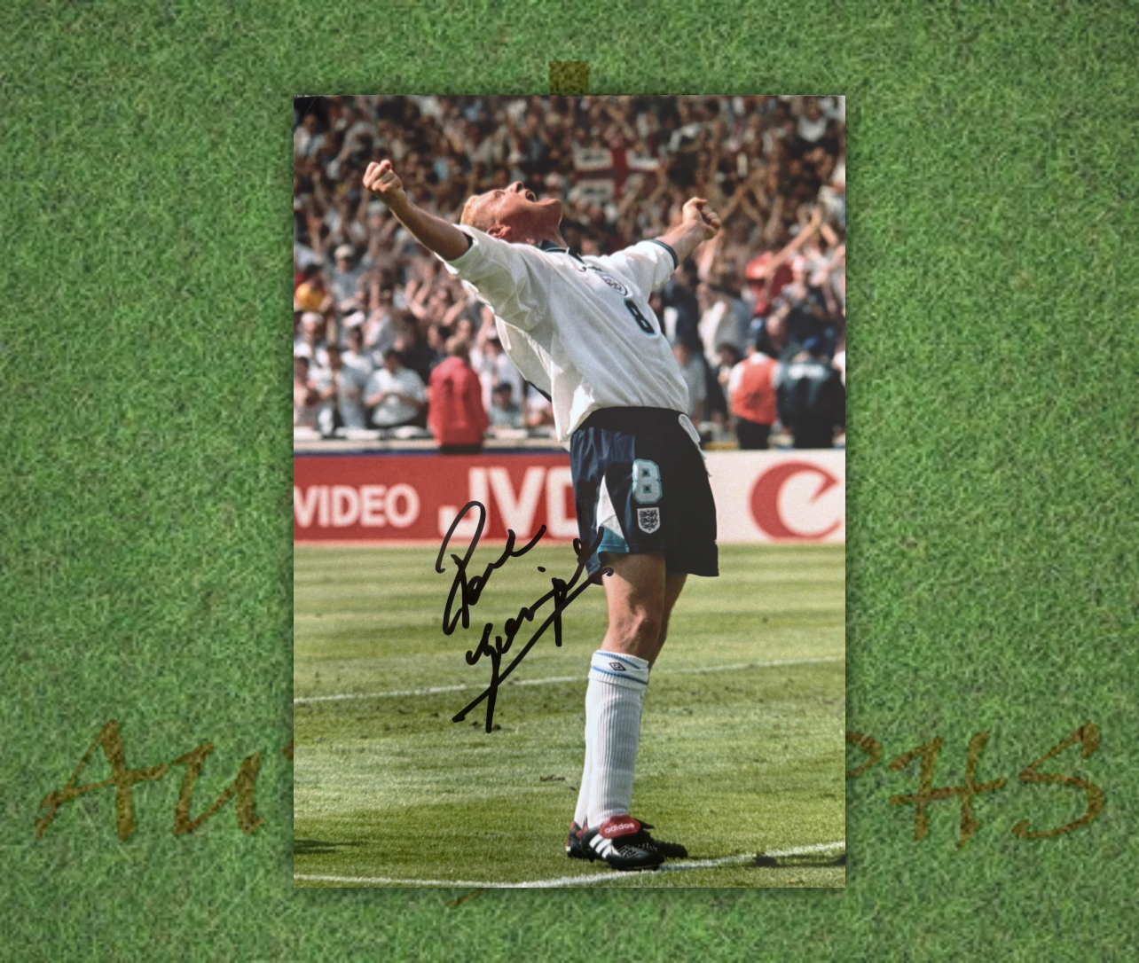 Paul Gazza Gascoigne Signed  England Euro 96 Iconic Celebration A4 Photo 2