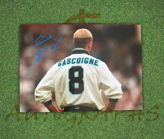 Paul Gazza Gascoigne Signed  England Euro 96 Iconic Shirt A4 Photo 1