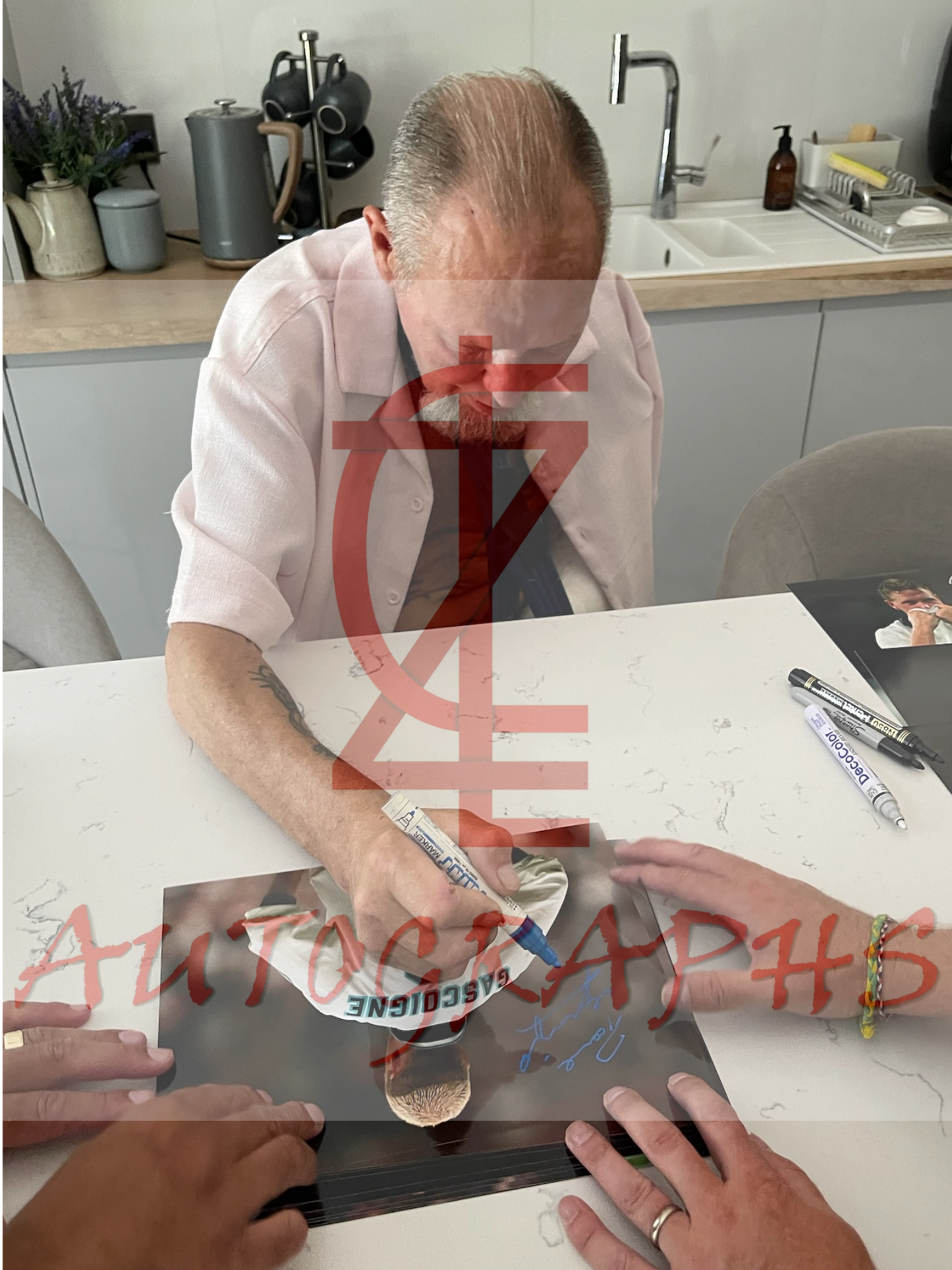 Paul Gazza Gascoigne Signed  England Euro 96 Iconic Shirt A4 Photo Proof 1