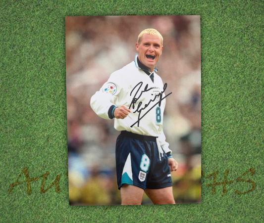 Paul Gazza Gascoigne Signed  England Euro 96 Smile A4 Photo 1