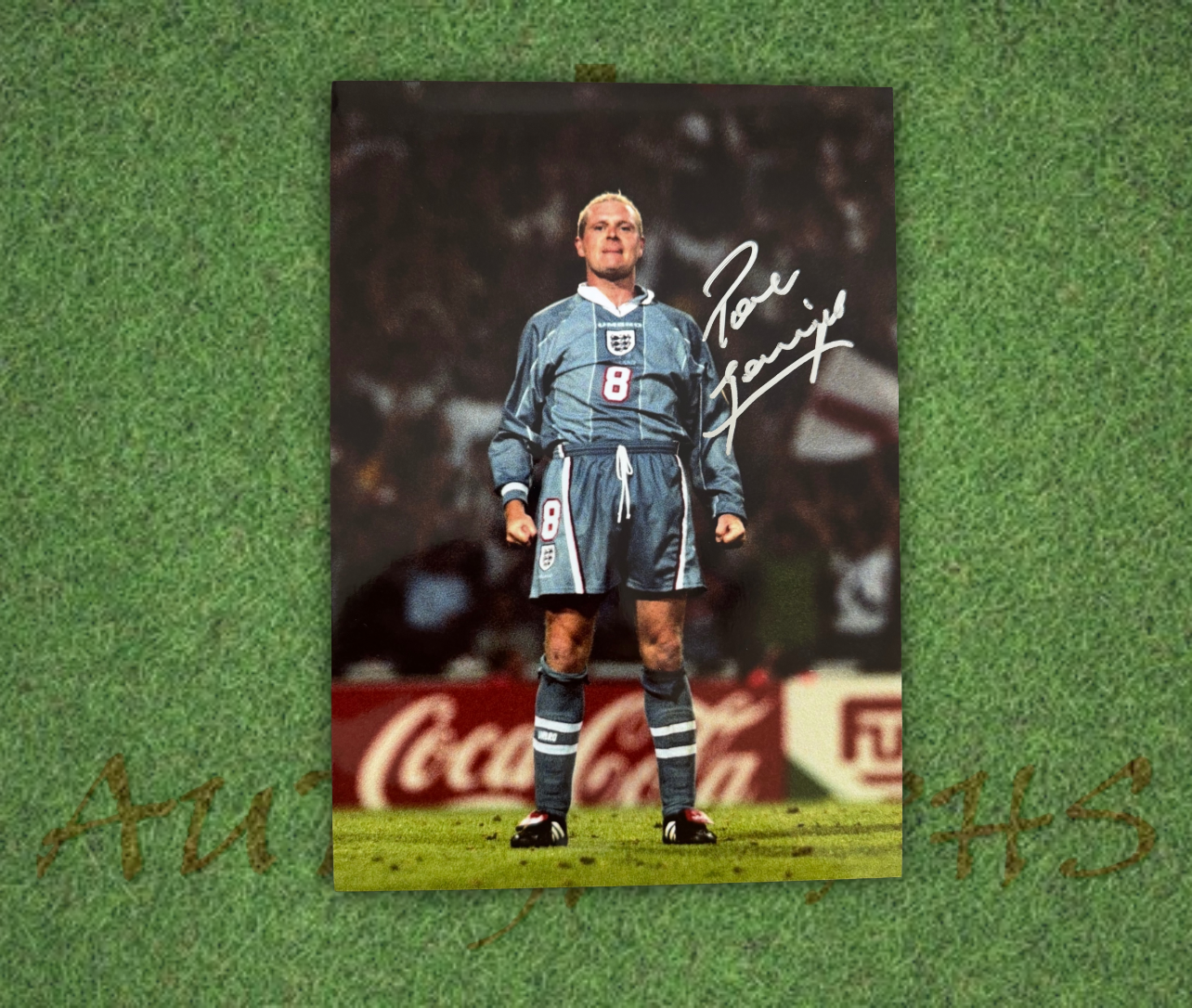 Paul Gazza Gascoigne Signed  England Euro 96 Stance A4 Photo 1