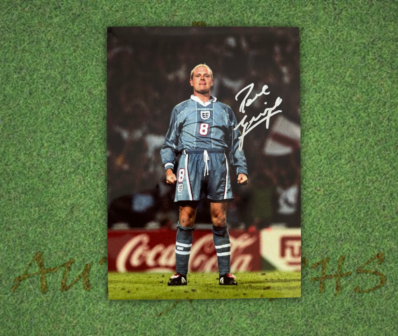 Paul Gazza Gascoigne Signed  England Euro 96 Stance A4 Photo 2