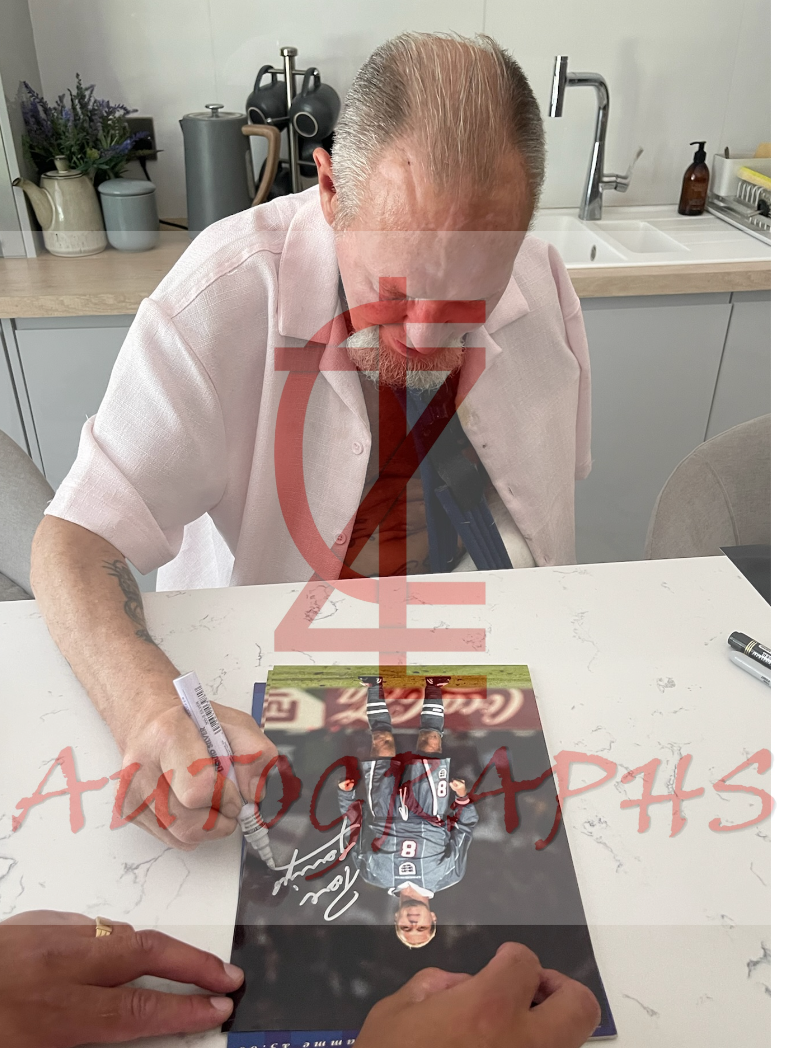 Paul Gazza Gascoigne Signed  England Euro 96 Stance A4 Photo Proof 1