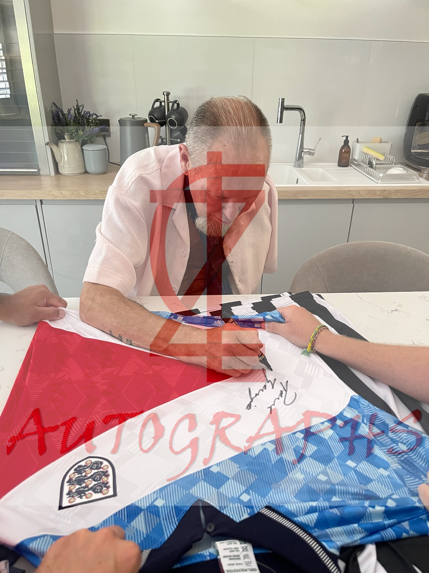 Paul Gazza Gascoigne Signed England Football 1990 Mashup Shirt