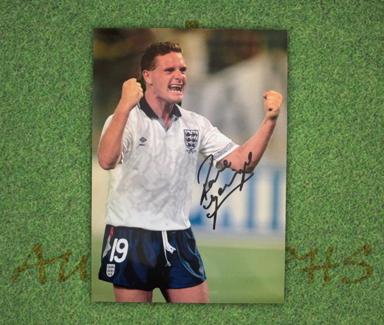 Paul Gazza Gascoigne Signed  England Italia 90 Fist Pump A4 Photo 2