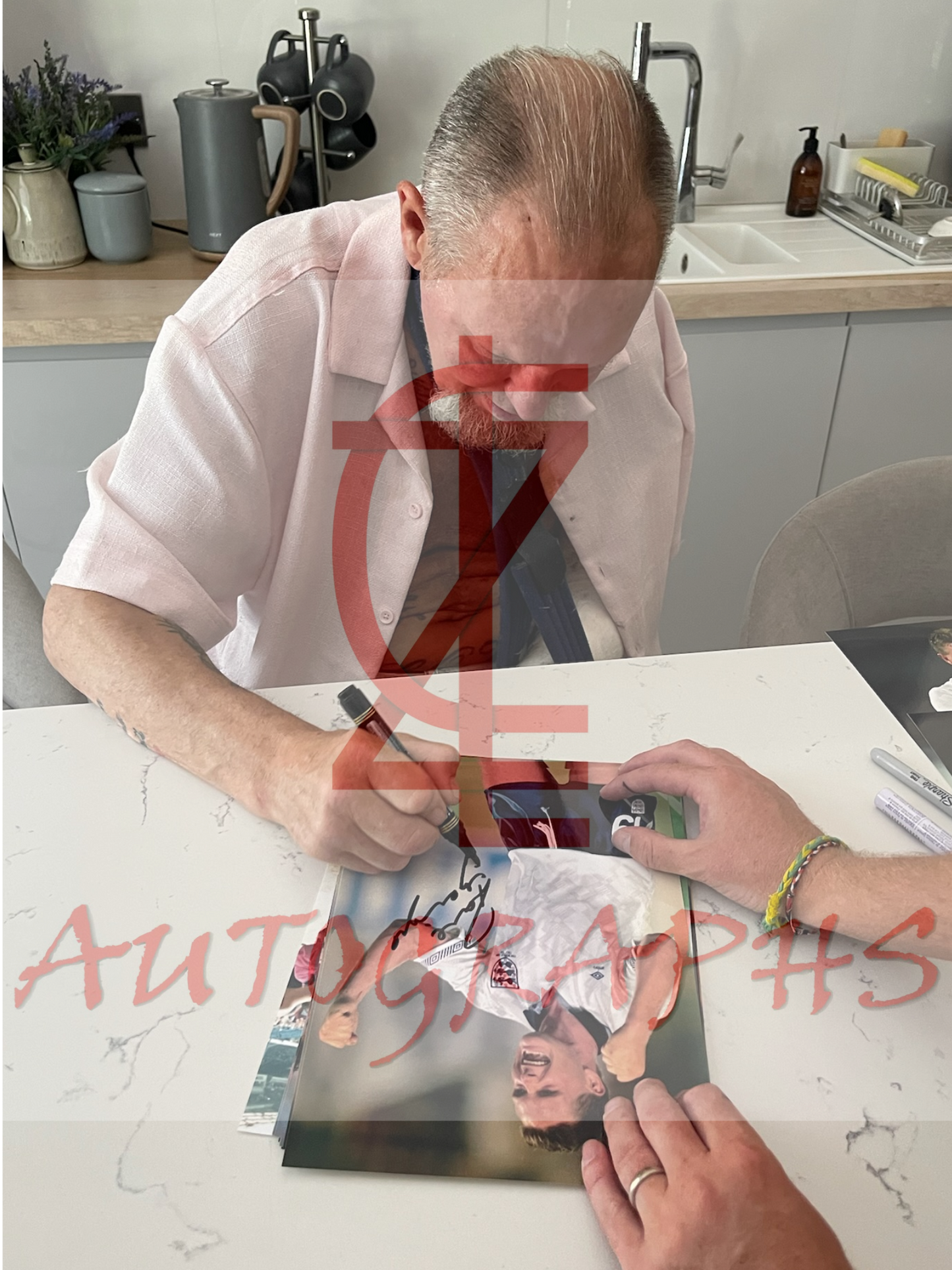 Paul Gazza Gascoigne Signed  England Italia 90 Fist Pump A4 Photo Proof 1