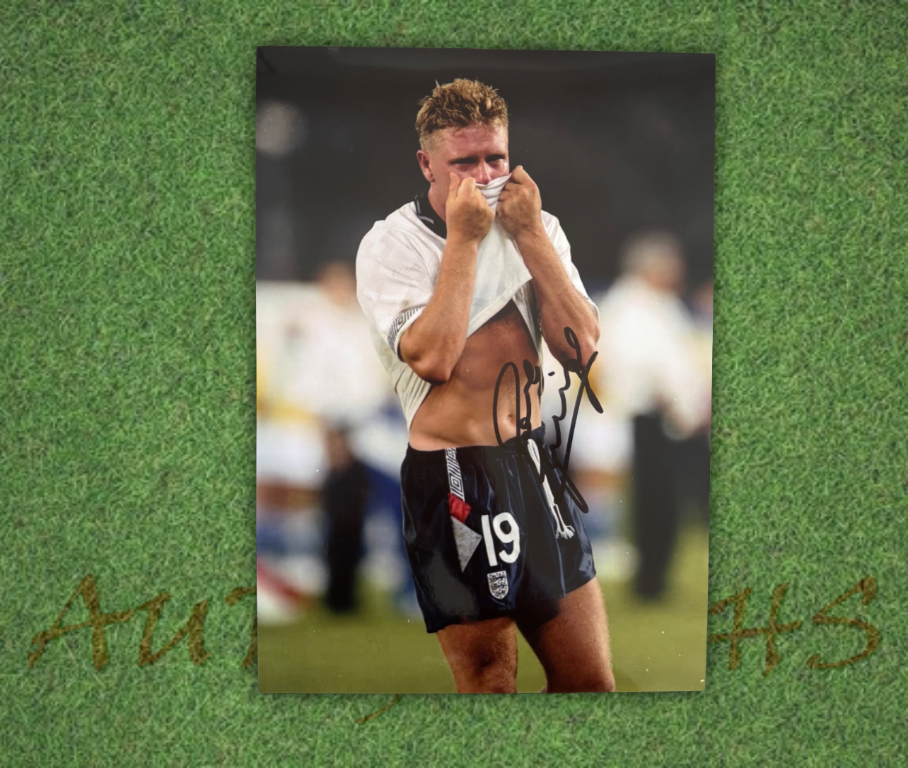 Paul Gazza Gascoigne Signed  England Italia 90 Tears A4 Photo 1