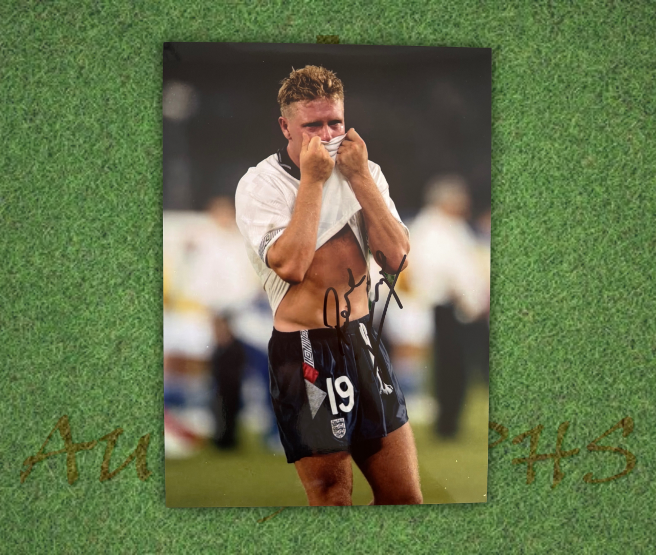 Paul Gazza Gascoigne Signed  England Italia 90 Tears A4 Photo 2