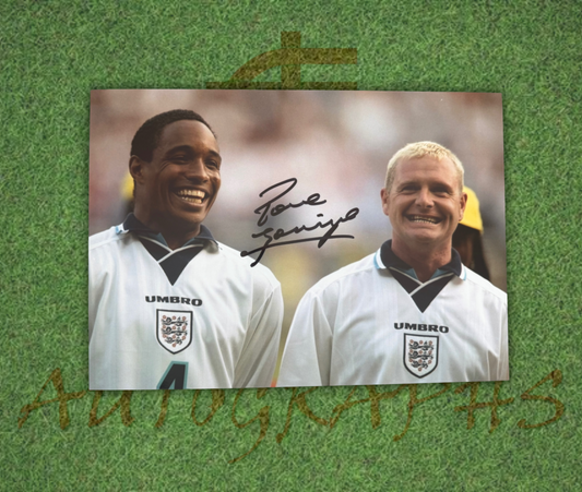 Paul Gazza Gascoigne Signed  England Lineup with Paul Ince  A4 Photo 1