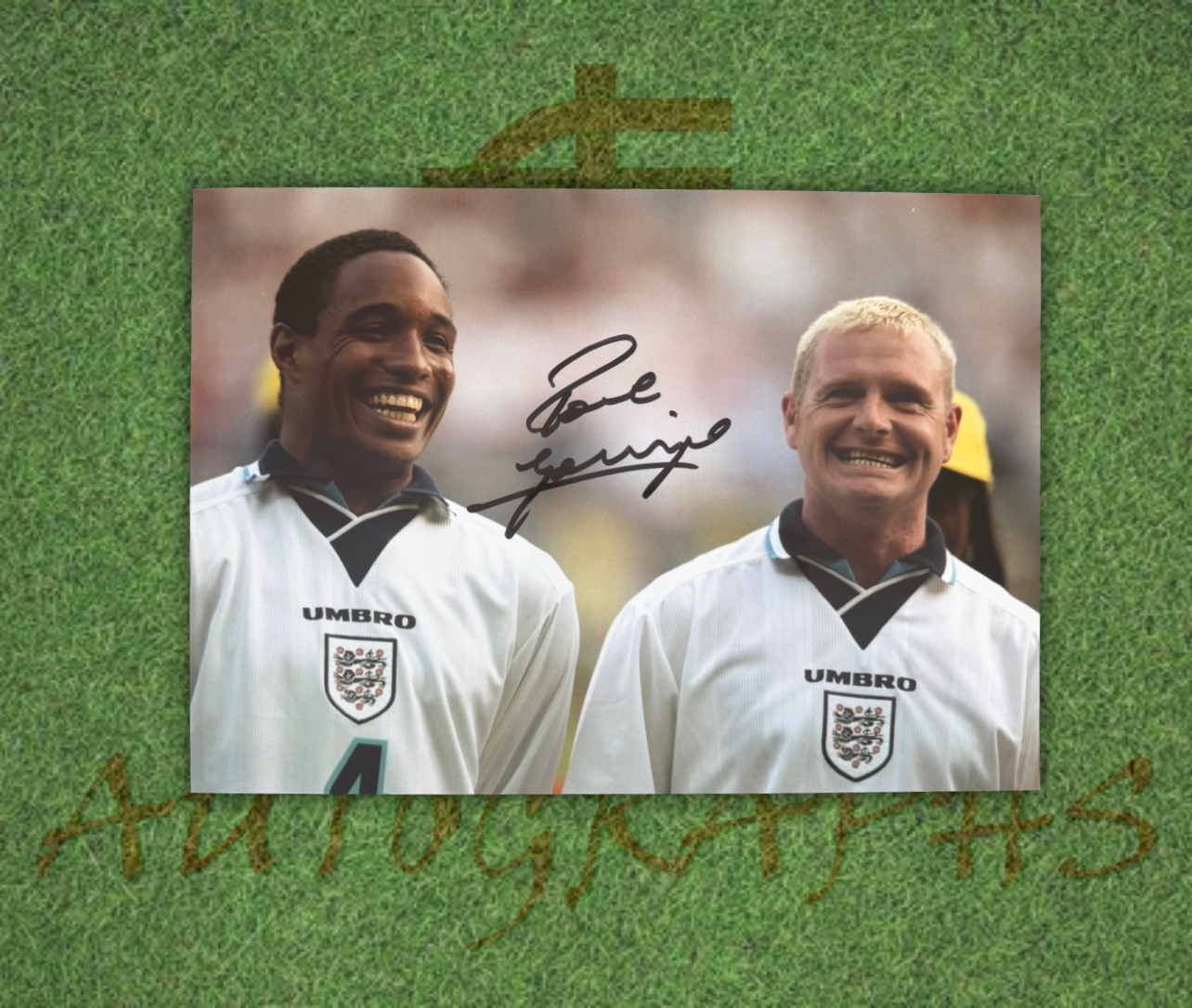 Paul Gazza Gascoigne Signed  England Lineup with Paul Ince  A4 Photo 2