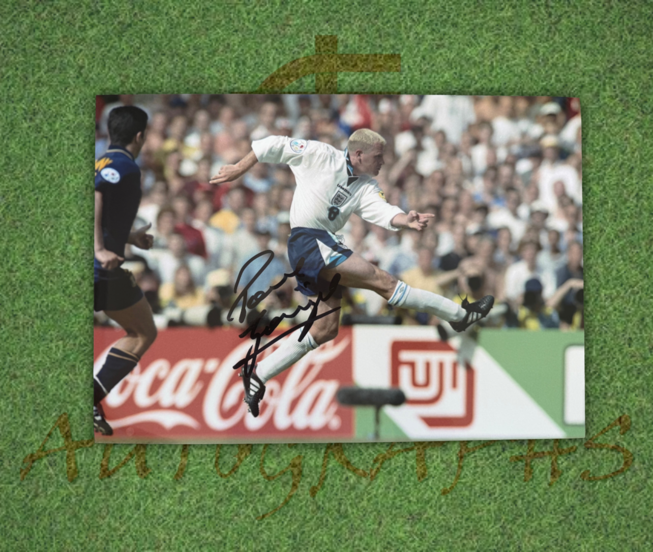 Paul Gazza Gascoigne Signed  England Scotland Volley Goal A4 Photo 3