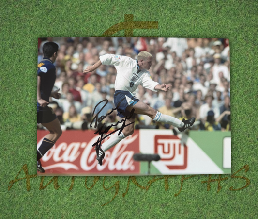 Paul Gazza Gascoigne Signed  England Scotland Volley Goal A4 Photo 3
