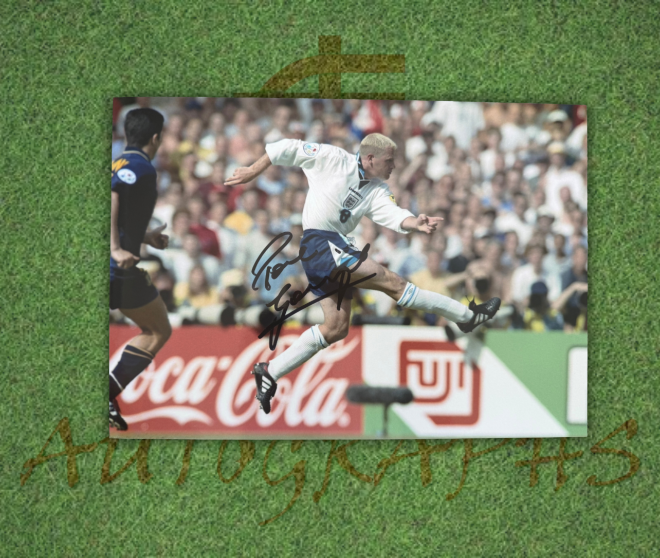 Paul Gazza Gascoigne Signed  England Scotland Volley Goal A4 Photo 4