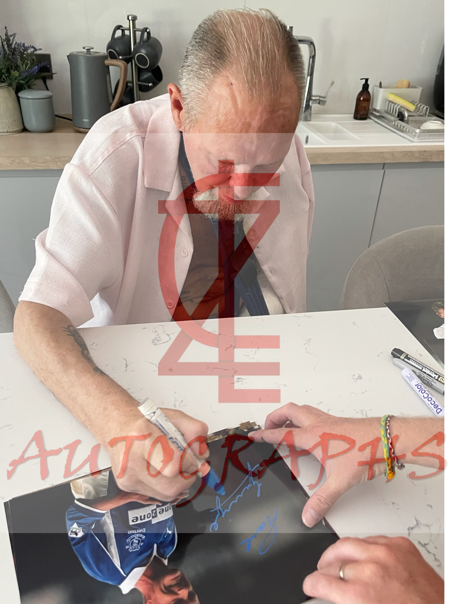Paul Gazza Gascoigne Signed  Everton Football Club Growl A4 Photo Proof 1