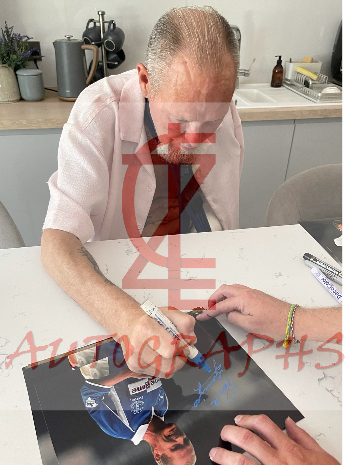 Paul Gazza Gascoigne Signed  Everton Football Club Growl A4 Photo Proof 2