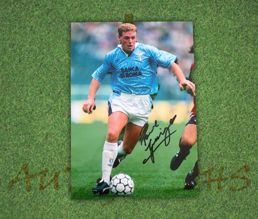 Paul Gazza Gascoigne Signed  Lazio Action A4 Photo 1