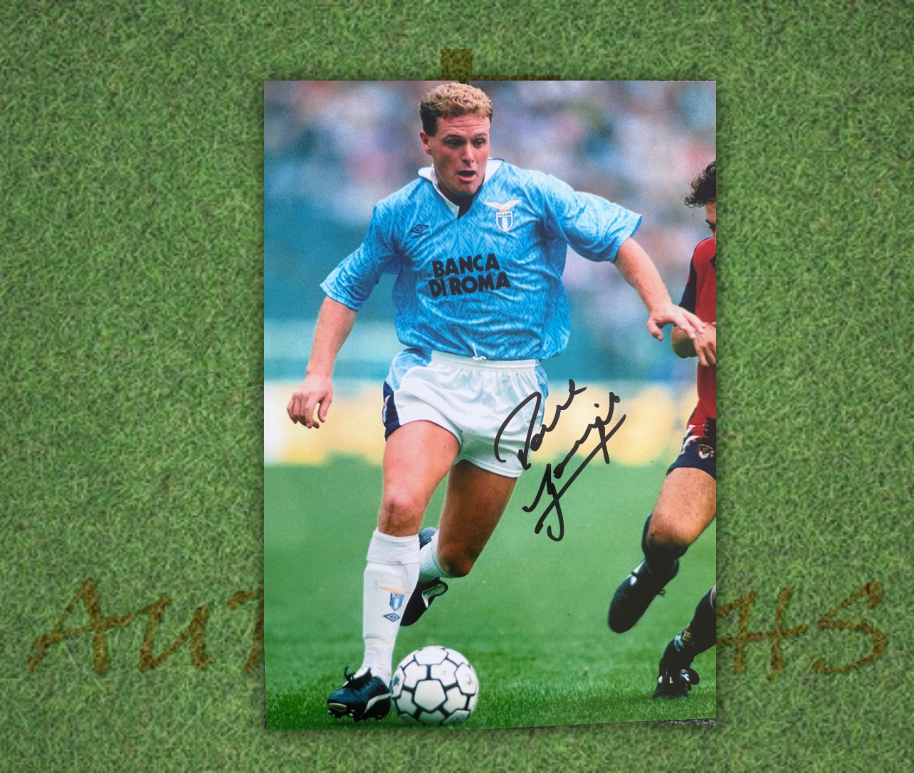 Paul Gazza Gascoigne Signed  Lazio Action A4 Photo 2