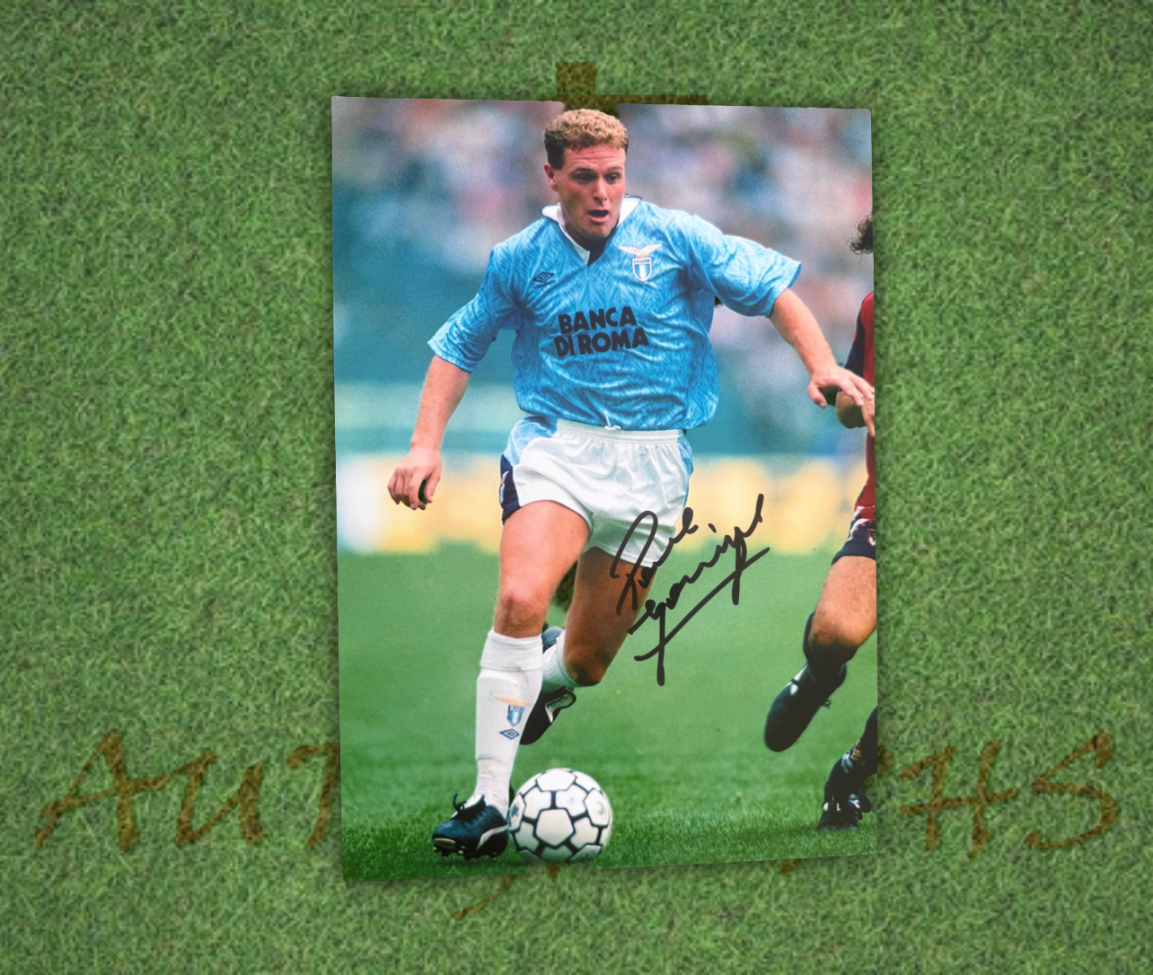 Paul Gazza Gascoigne Signed  Lazio Action A4 Photo 3