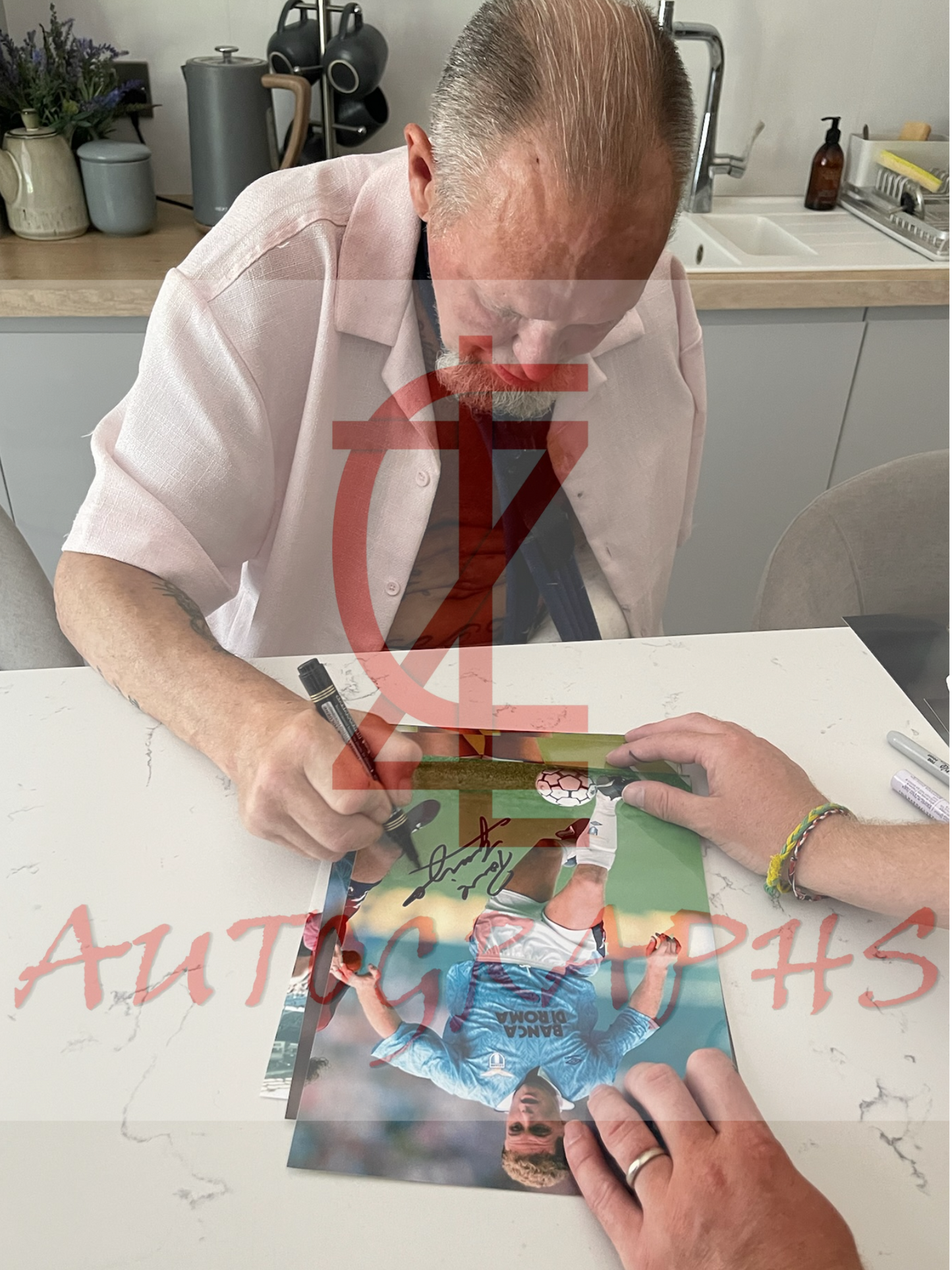 Paul Gazza Gascoigne Signed  Lazio Action A4 Photo Proof 1
