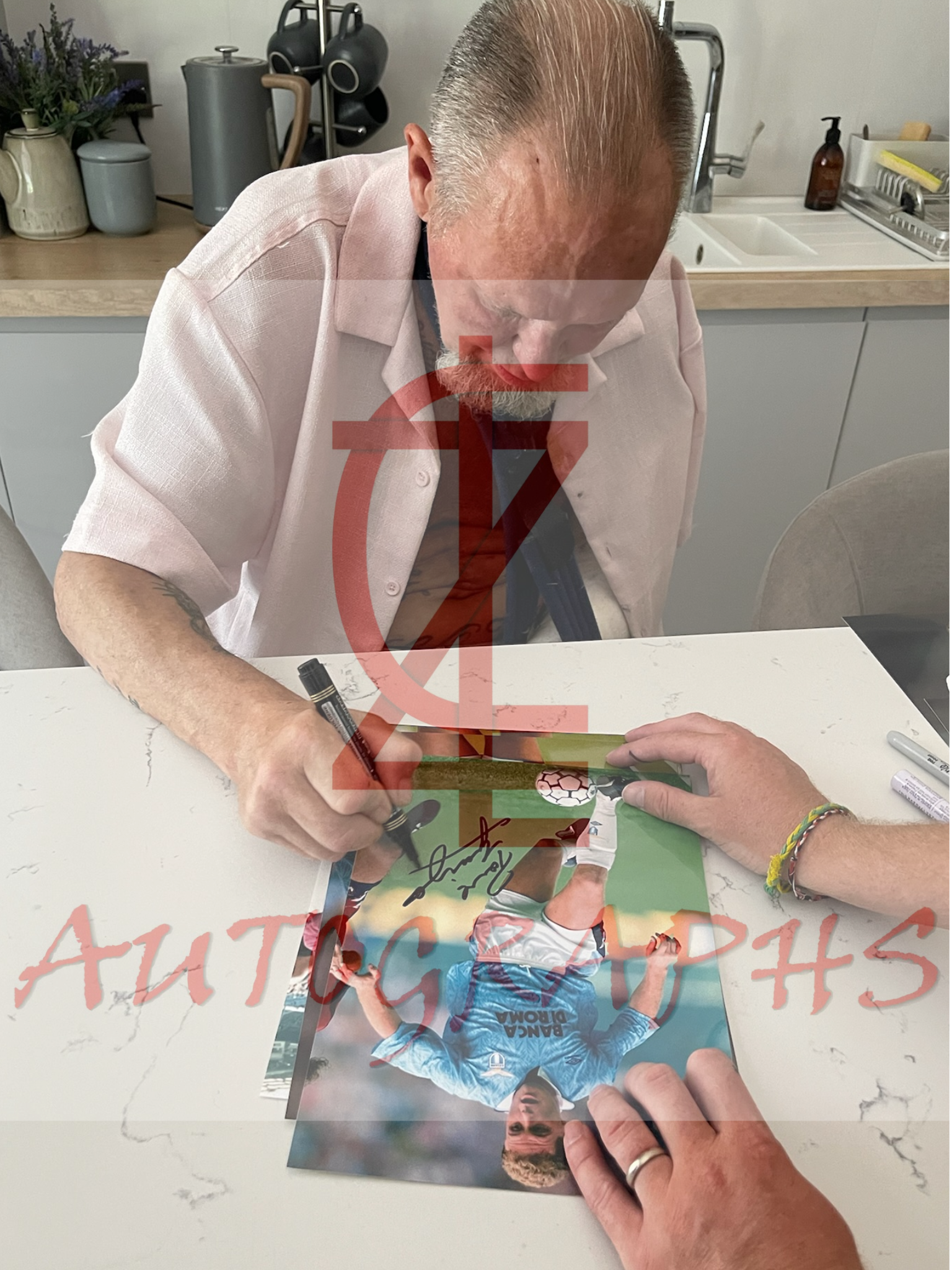 Paul Gazza Gascoigne Signed  Lazio Action A4 Photo Proof 1