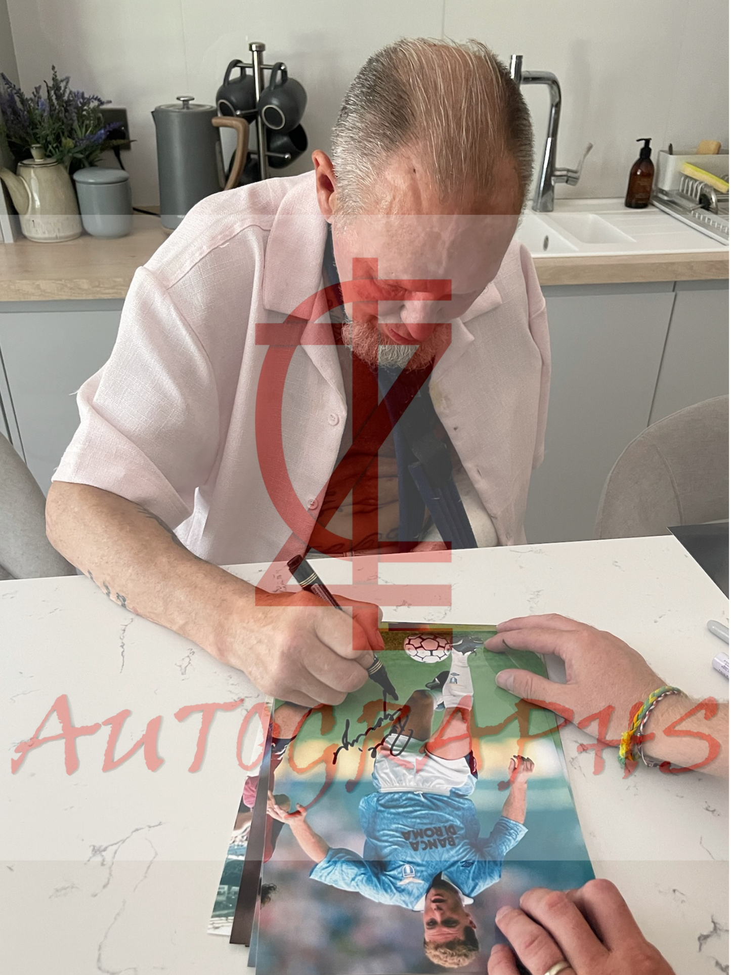 Paul Gazza Gascoigne Signed  Lazio Action A4 Photo Proof 2