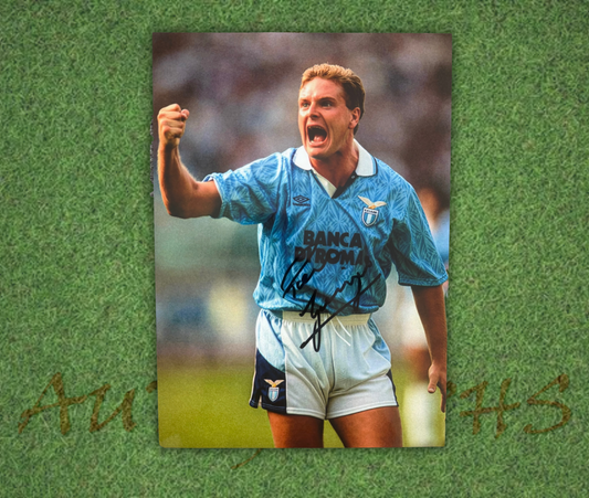 Paul Gazza Gascoigne Signed  Lazio Fist Pump A4 Photo 1