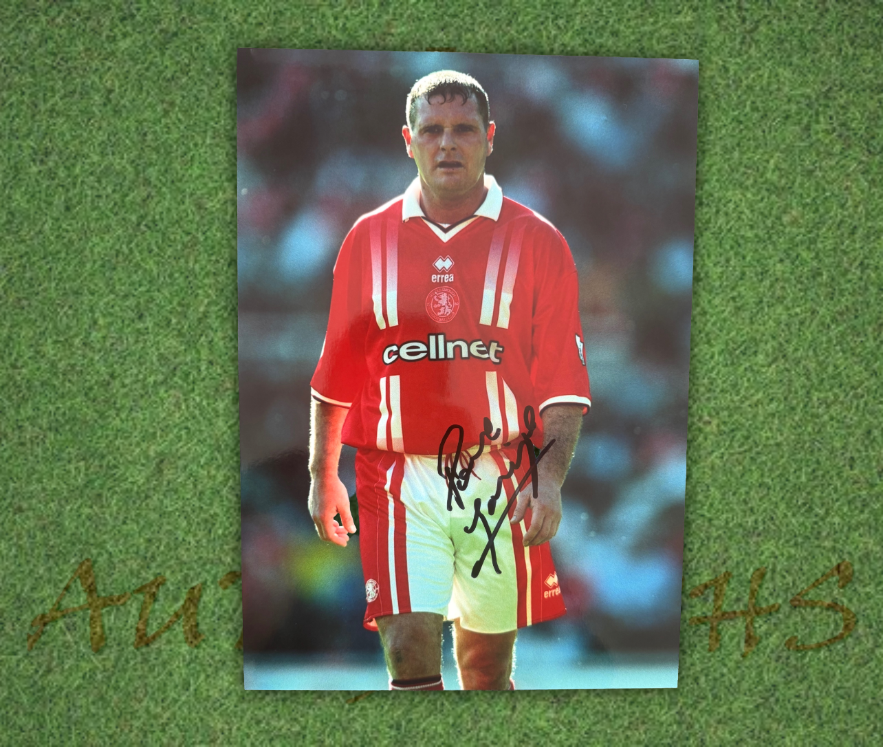 Paul Gazza Gascoigne Signed  Middlesbrough Football Club A4 Photo 2