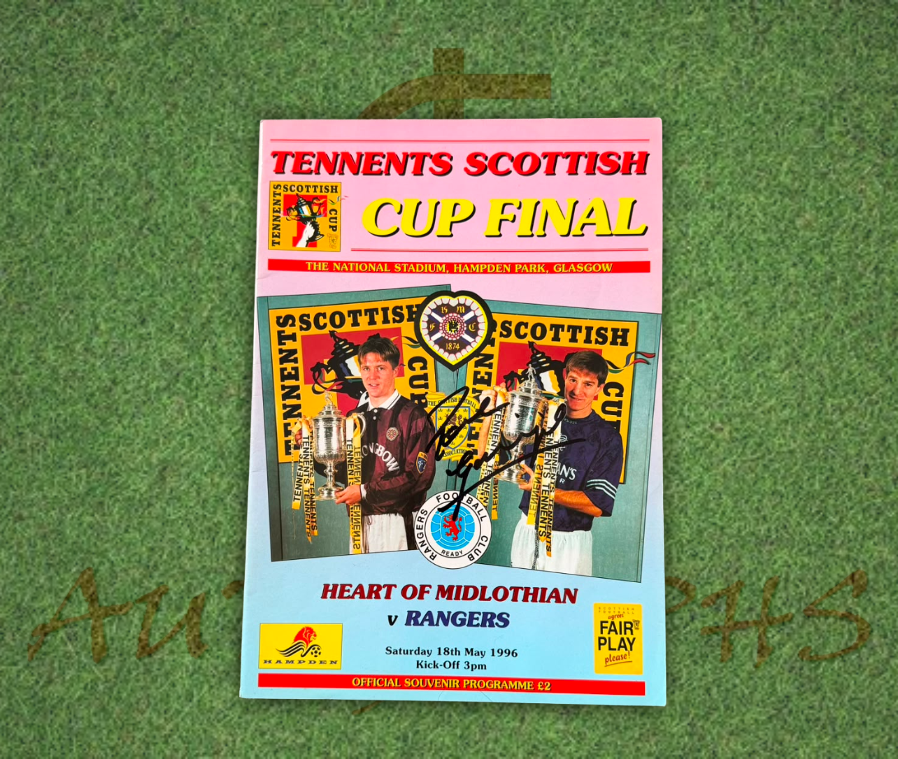 Paul Gazza Gascoigne Signed Programme 1996 Scottish Cup Final