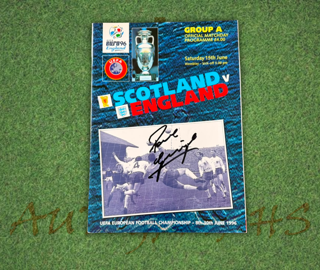 Paul Gazza Gascoigne Signed Programme Euro 96 Scotland vs England