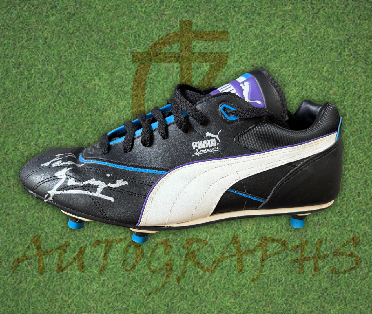 Paul Gazza Gascoigne Signed Puma Gascoigne Blue Boot Left