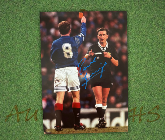 Paul Gazza Gascoigne Signed  Showing The Referee The Red Card A4 Photo 1