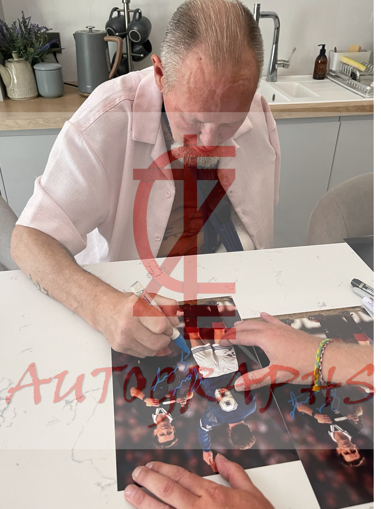 Paul Gazza Gascoigne Signed  Showing The Referee The Red Card A4 Photo Proof 1