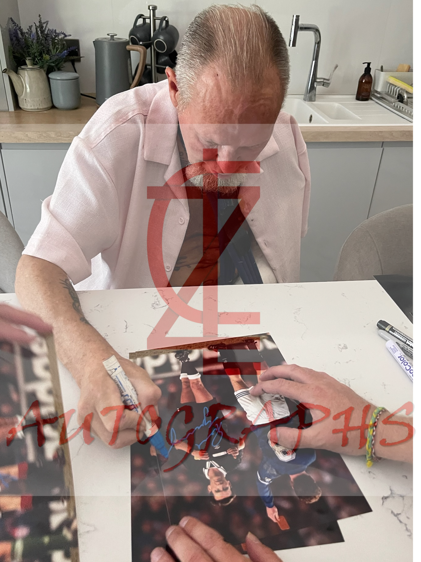 Paul Gazza Gascoigne Signed  Showing The Referee The Red Card A4 Photo Proof 2