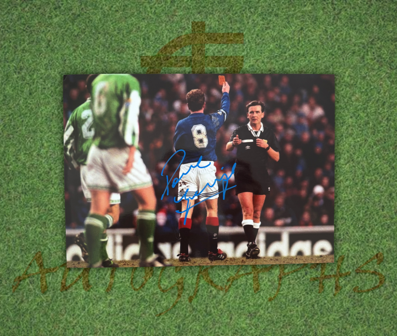 Paul Gazza Gascoigne Signed  Showing The Referee The Red Card Landscape A4 Photo 1