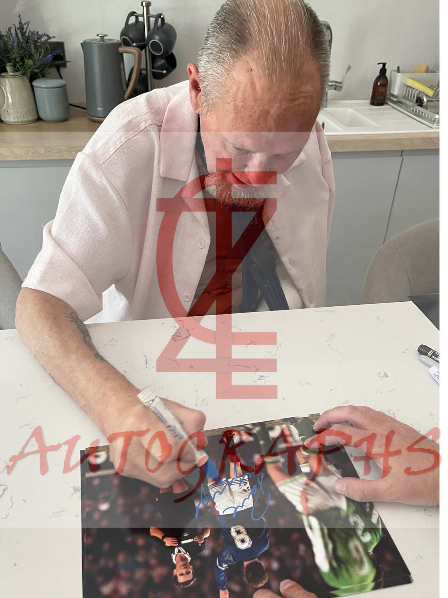 Paul Gazza Gascoigne Signed  Showing The Referee The Red Card Landscape A4 Photo Proof 2