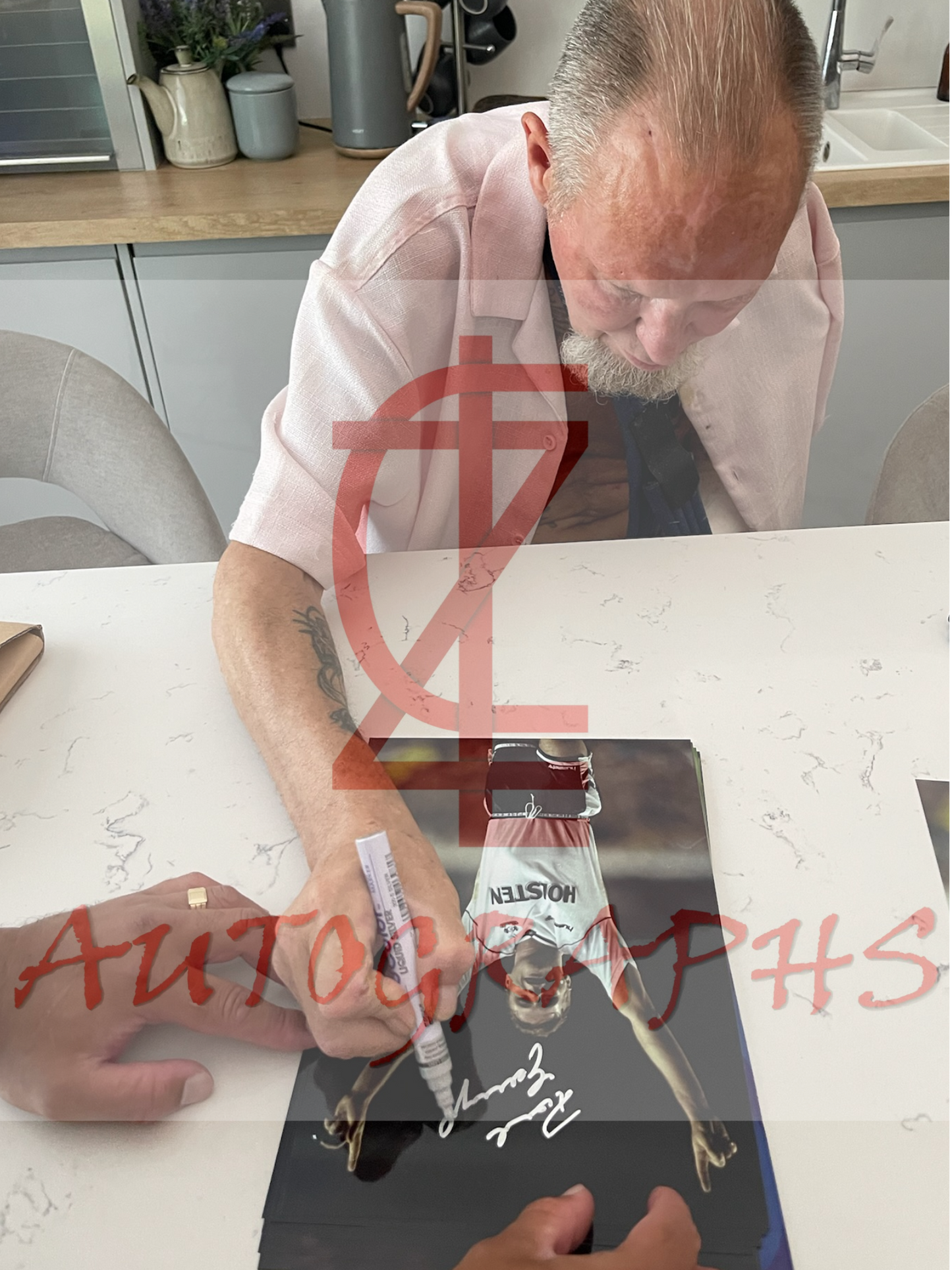Paul Gazza Gascoigne Signed  Tottenham Celebration A4 Photo Proof 1