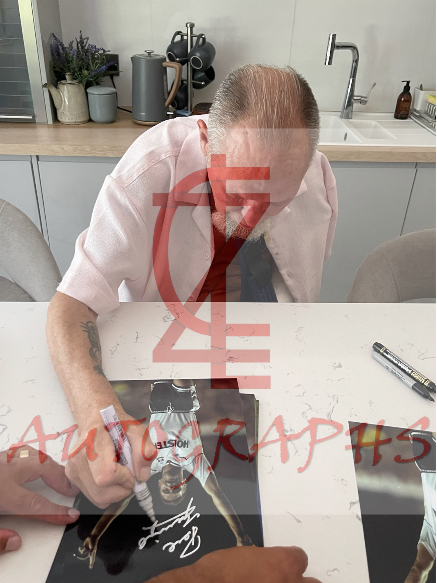 Paul Gazza Gascoigne Signed  Tottenham Celebration A4 Photo Proof 2
