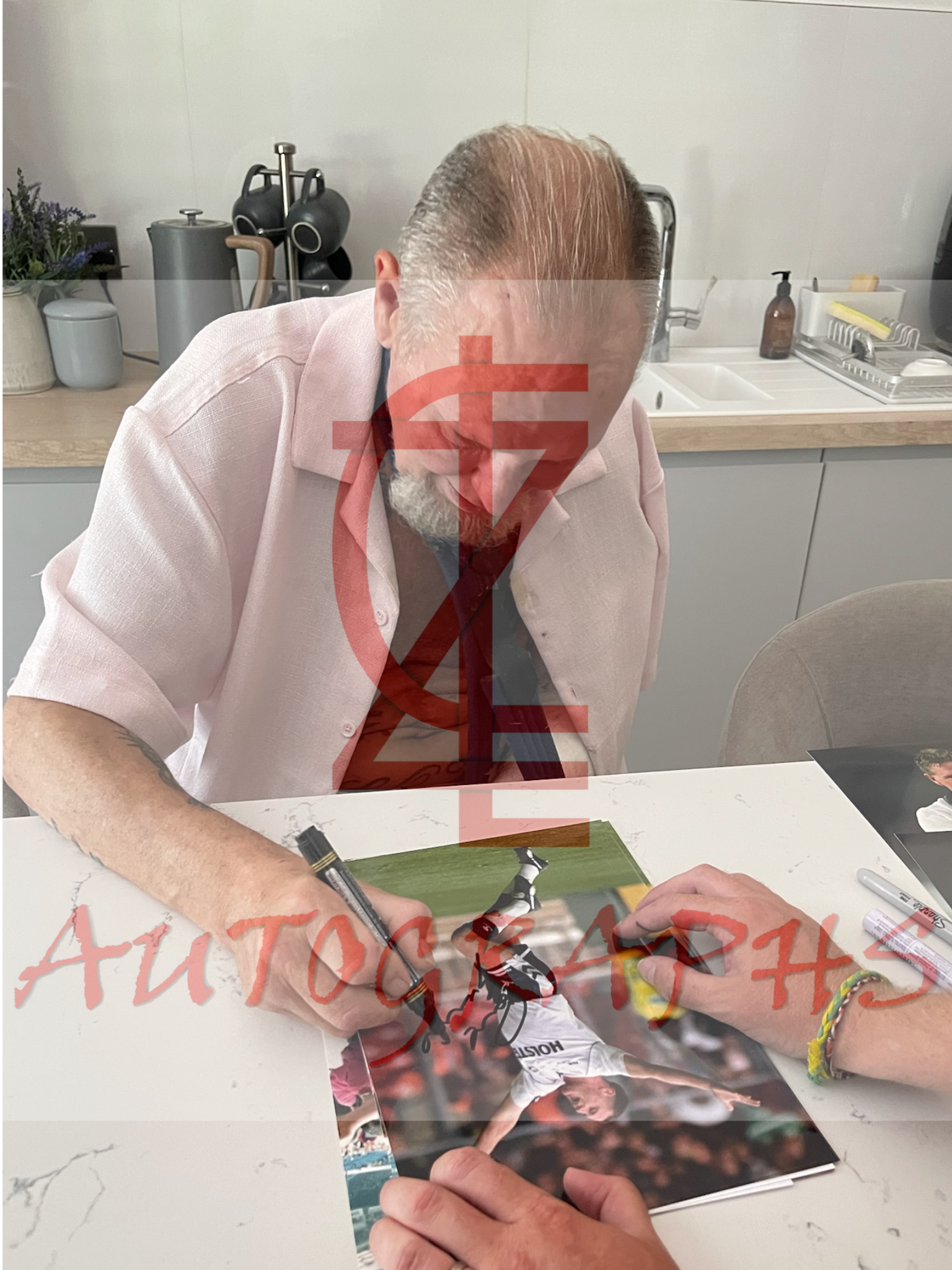 Paul Gazza Gascoigne Signed  Tottenham Hotspur 1991 FA Cup Arms Out Celebration A4 Photo Proof 1