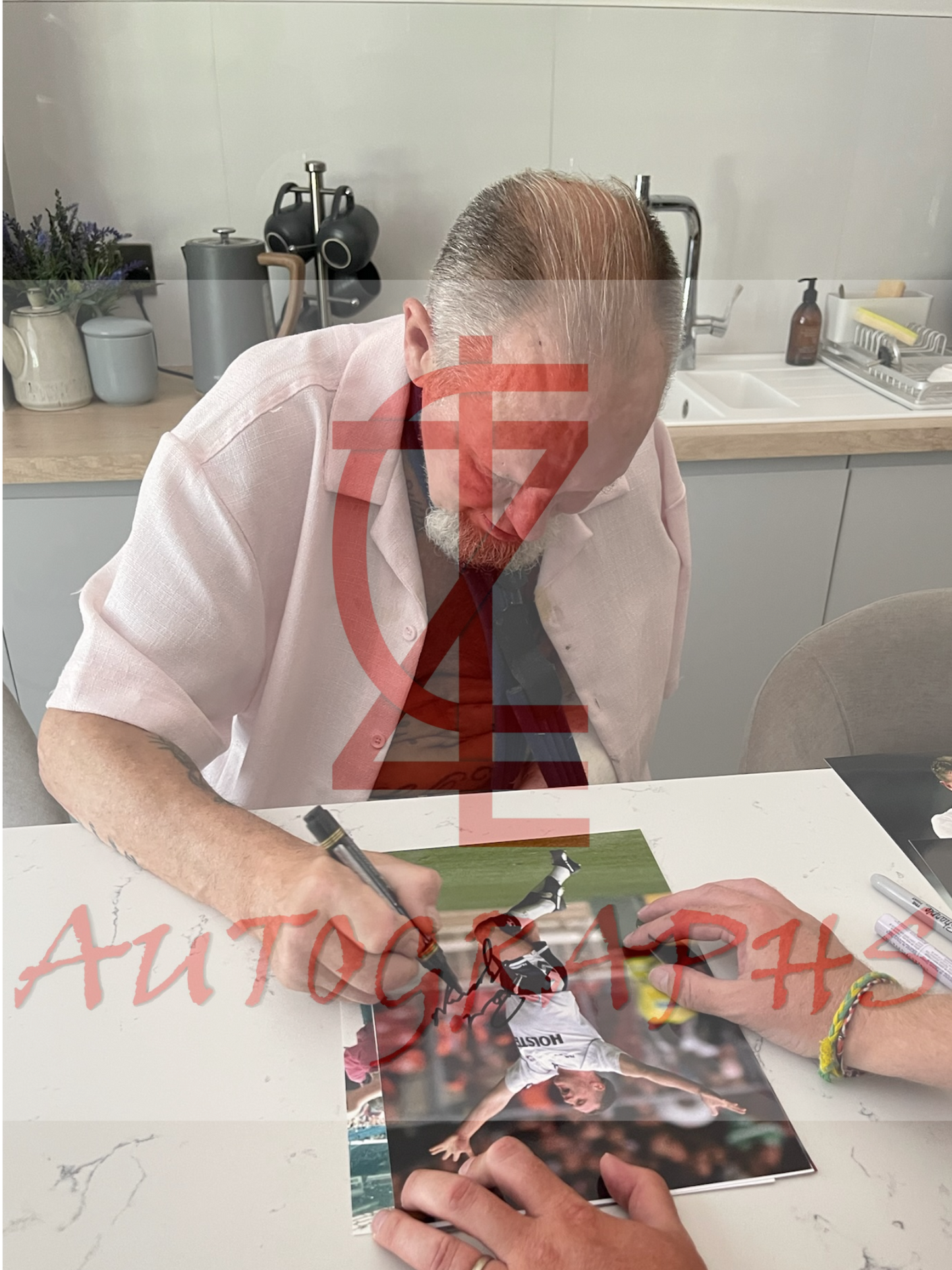 Paul Gazza Gascoigne Signed  Tottenham Hotspur 1991 FA Cup Arms Out Celebration A4 Photo Proof 2