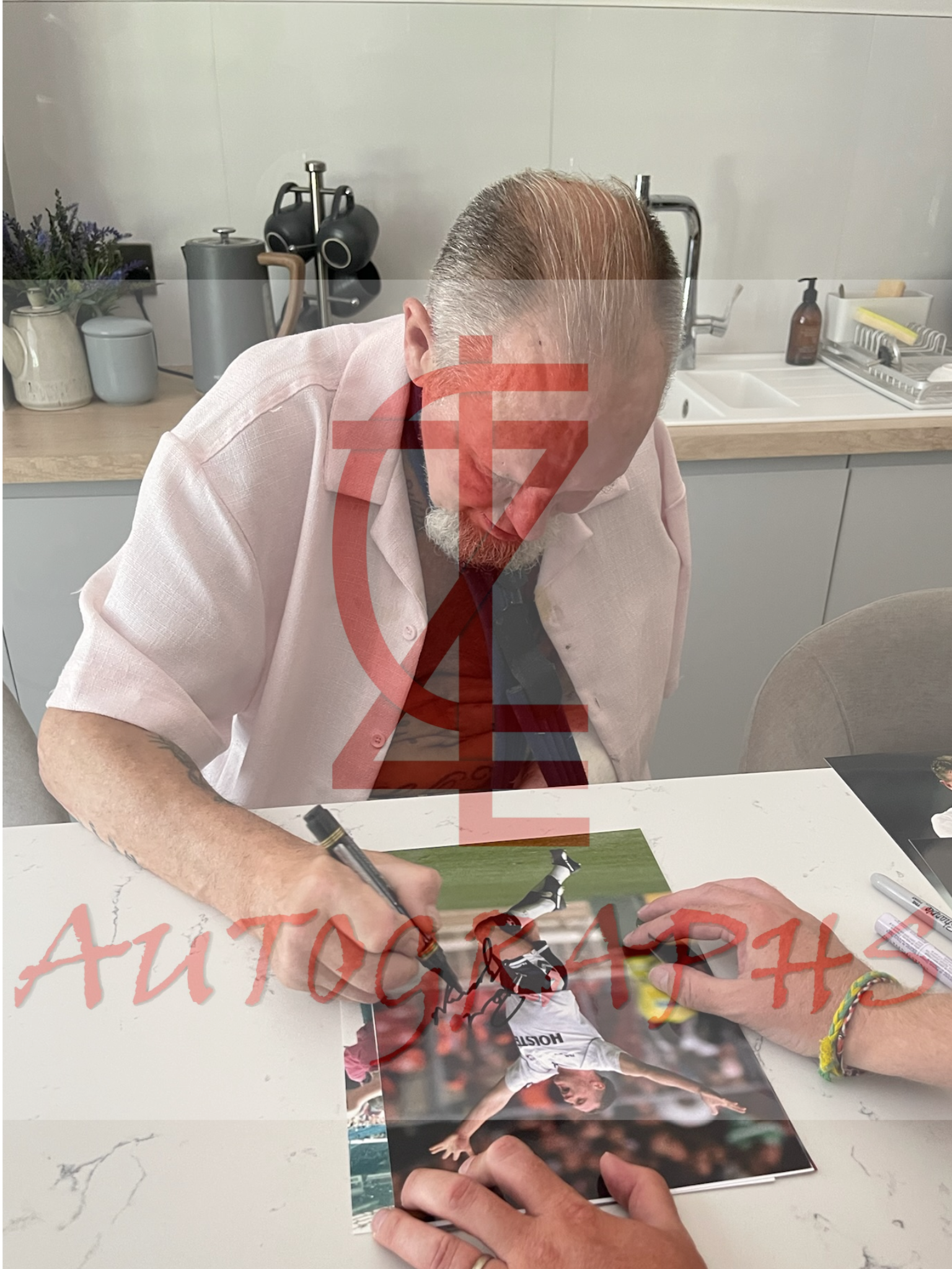 Paul Gazza Gascoigne Signed  Tottenham Hotspur 1991 FA Cup Arms Out Celebration A4 Photo Proof 2